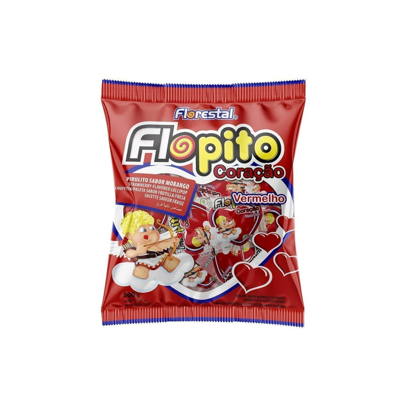 Florestal Pirulito Flopito Coração 500g