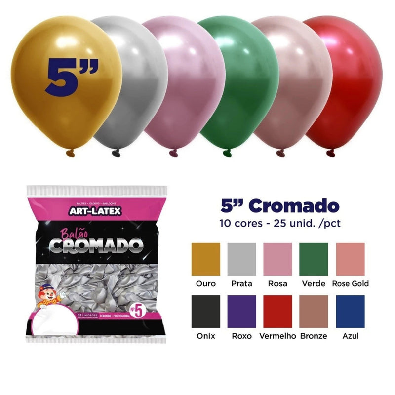 Art Latex Balão Cromado 5 Contém 25 Unidades