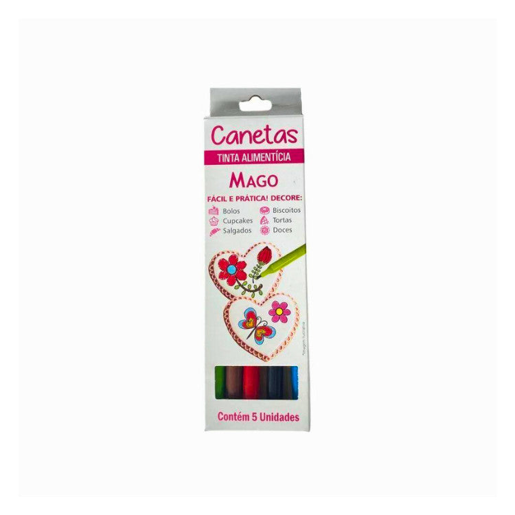 Mago Kit Canetas para Decorar Bolos Contém 5 Unidades
