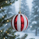 Bola de Natal Vermelha e Branca Listrada