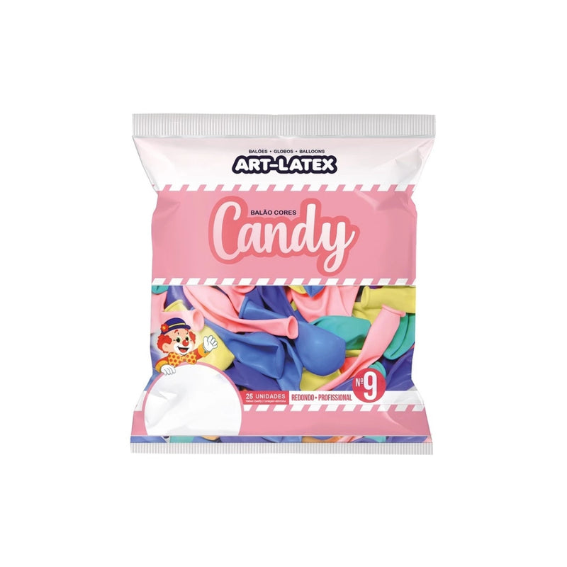 Art Latex Balão Candy 9" com 25 Unidades