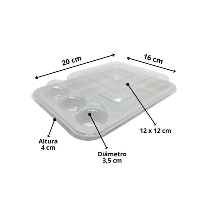 Flip Fiesta Embalagem Cristal 20cm x 16cm para Bolo e Doces Contém 5 Conjuntos