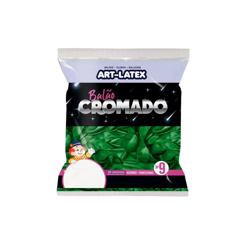 Art Latex Balão Cromado 9'' Pacote com 25 Unidades