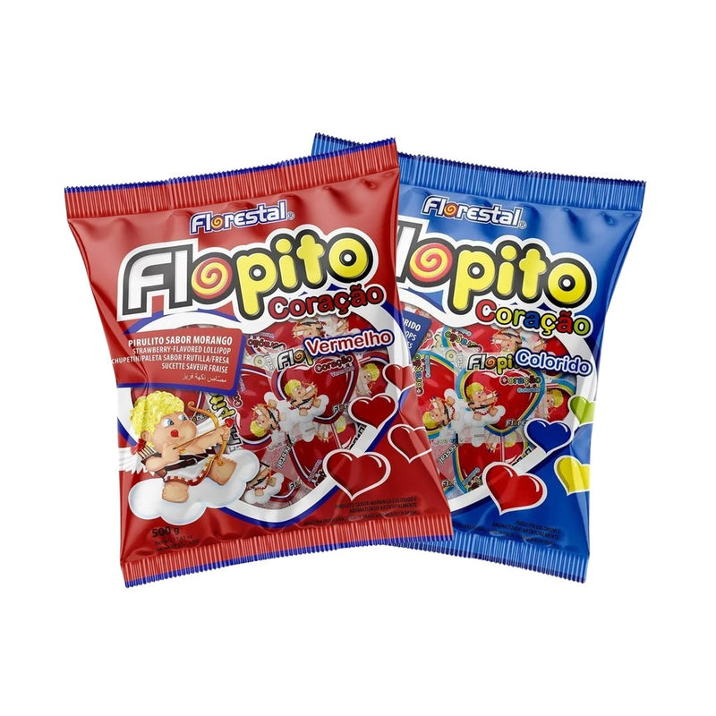 Florestal Pirulito Flopito Coração 500g