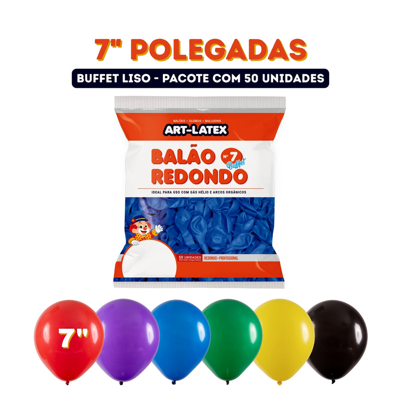 Art Latex Balão Buffet Nº7 com 50 Unidades