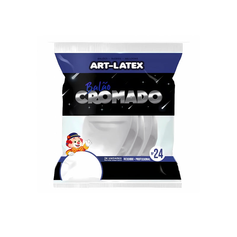 Art Latex Balão Cromado 24" com 3 Unidades