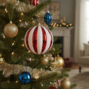 Bola de Natal Vermelha e Branca Listrada