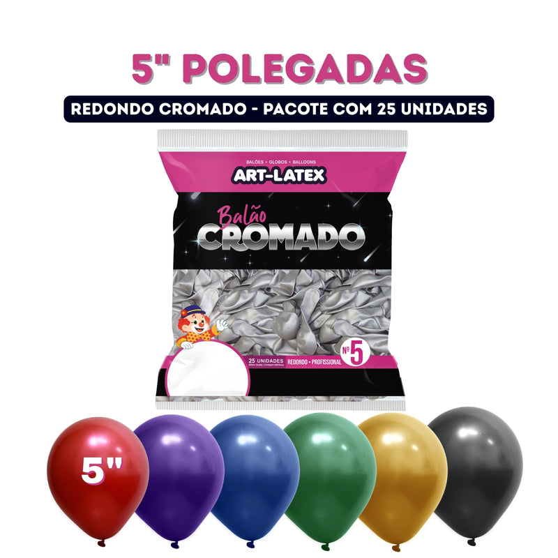 Art Latex Balão Cromado 5 Contém 25 Unidades