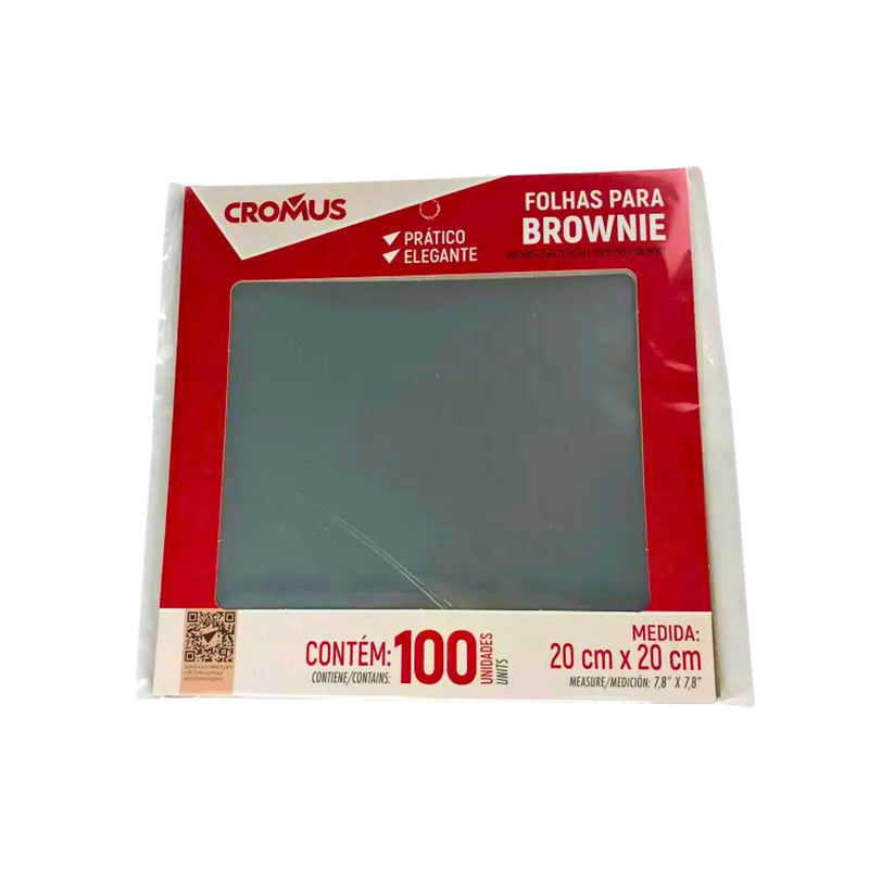 Cromus Folha Transparente para Brownie 20cm x 20cm Contém 100 Unidades