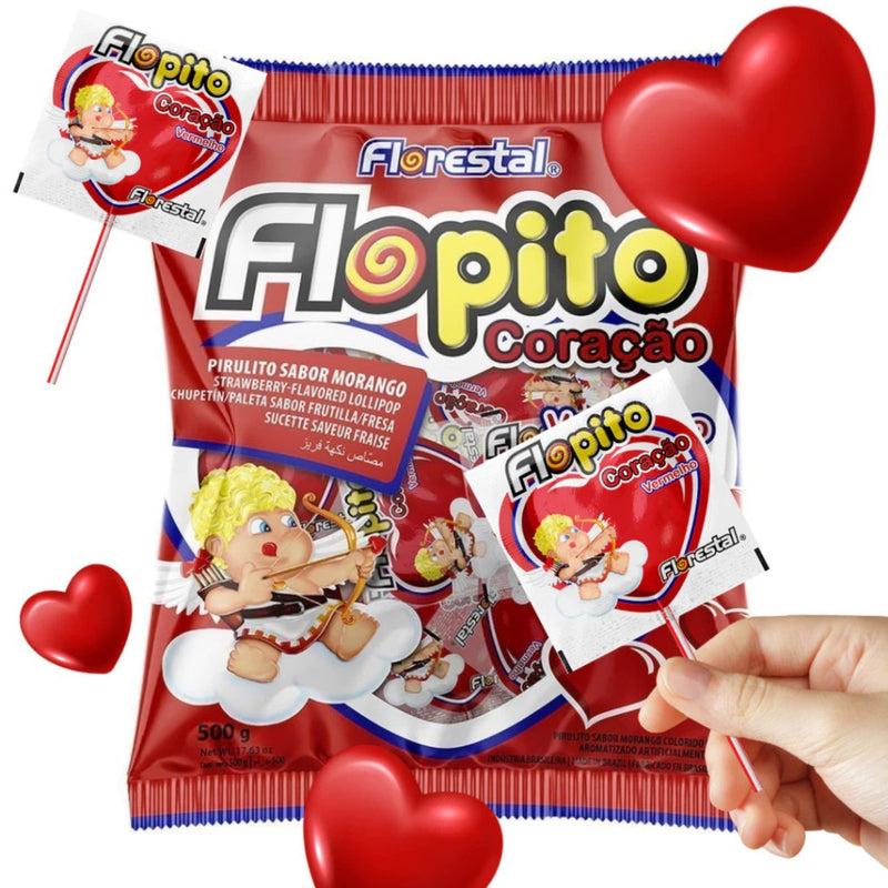 Florestal Pirulito Flopito Coração 500g