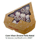Ideia Caixa com Visor Árvore Feliz Natal 12 doces com 10 Unidades