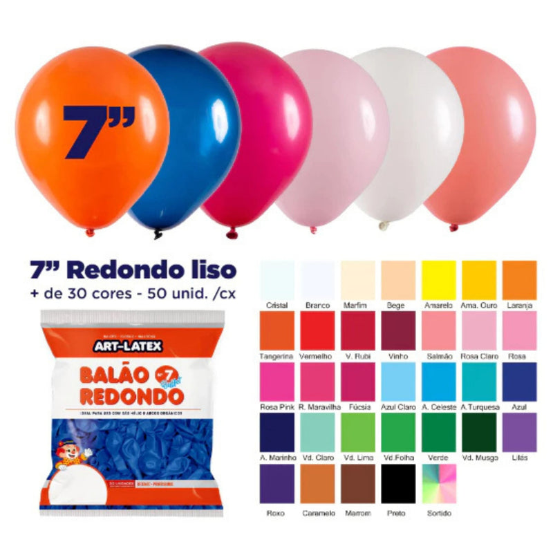 Art Latex Balão Buffet Nº7 com 50 Unidades
