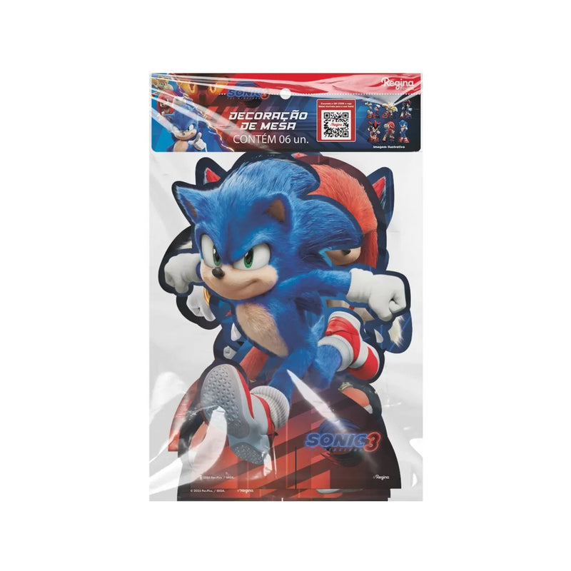 Regina Decoração de Mesa Sonic 3 Licenciado Contém 6 Unidades