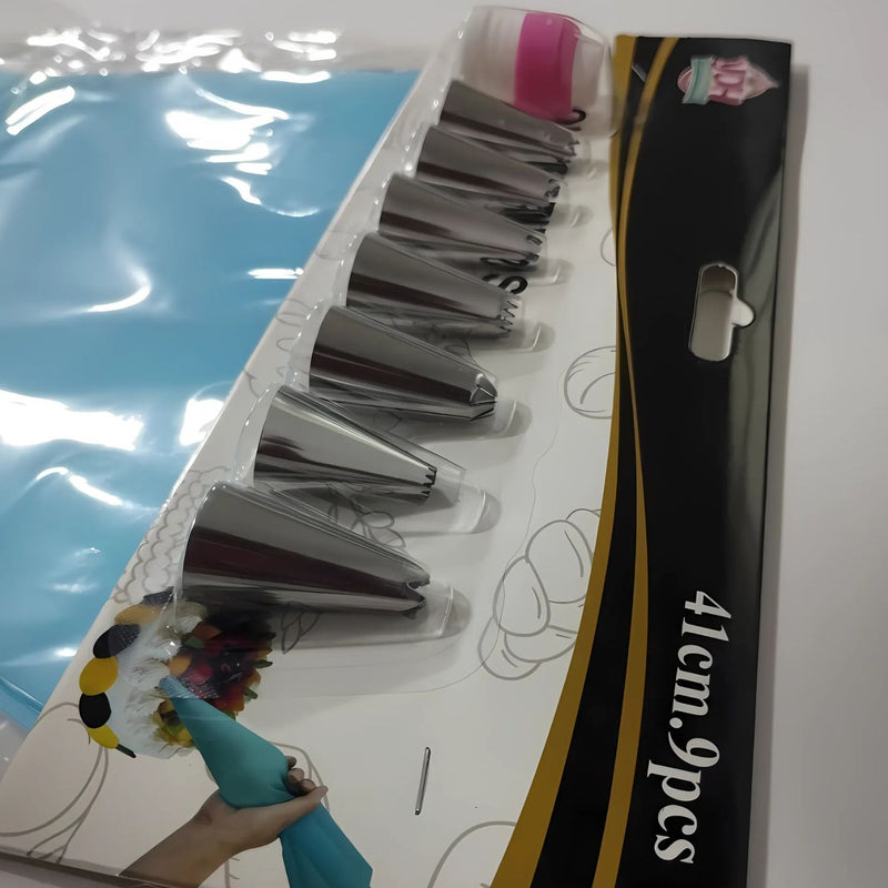 Kit Confeiteiro Saco 25 cm e Bicos contém 9 Peças YDH 2418