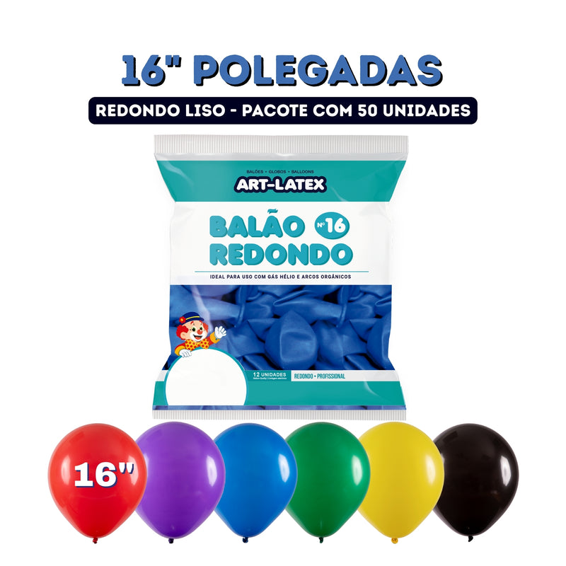 Art Latex Balão Redondo 16" Pacote com 12 Unidades