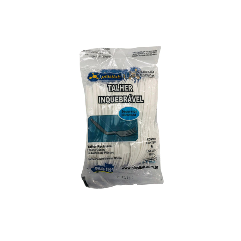 Plastlab Garfo Inquebrável Branco Contém 50 Unidades