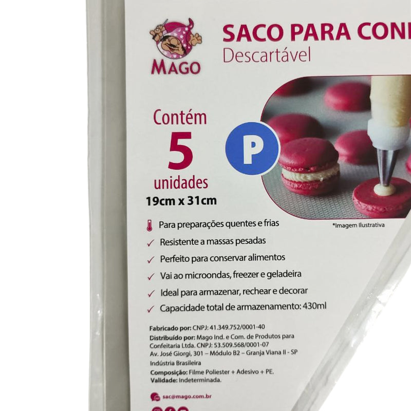 Mago Saco Descartável Pequeno 19cm x 31cm Contém 5 Unidades