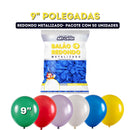 Art Latex Balão Redondo Metalizado 9" Pacote com 50 Unidades