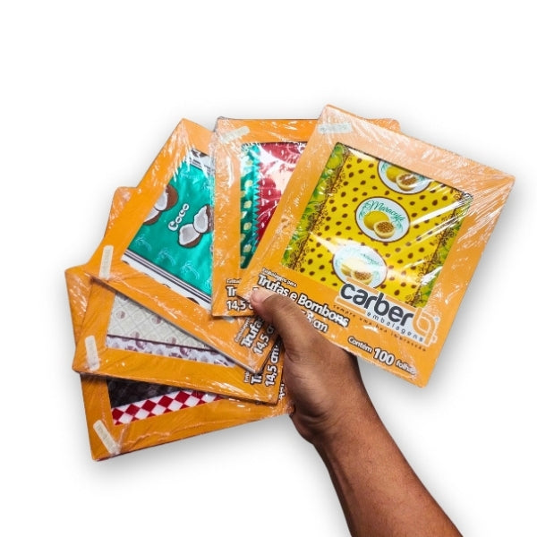 Carber Embalagem Para Trufa 14,5cm x 15,5cm Contém 100 Folhas