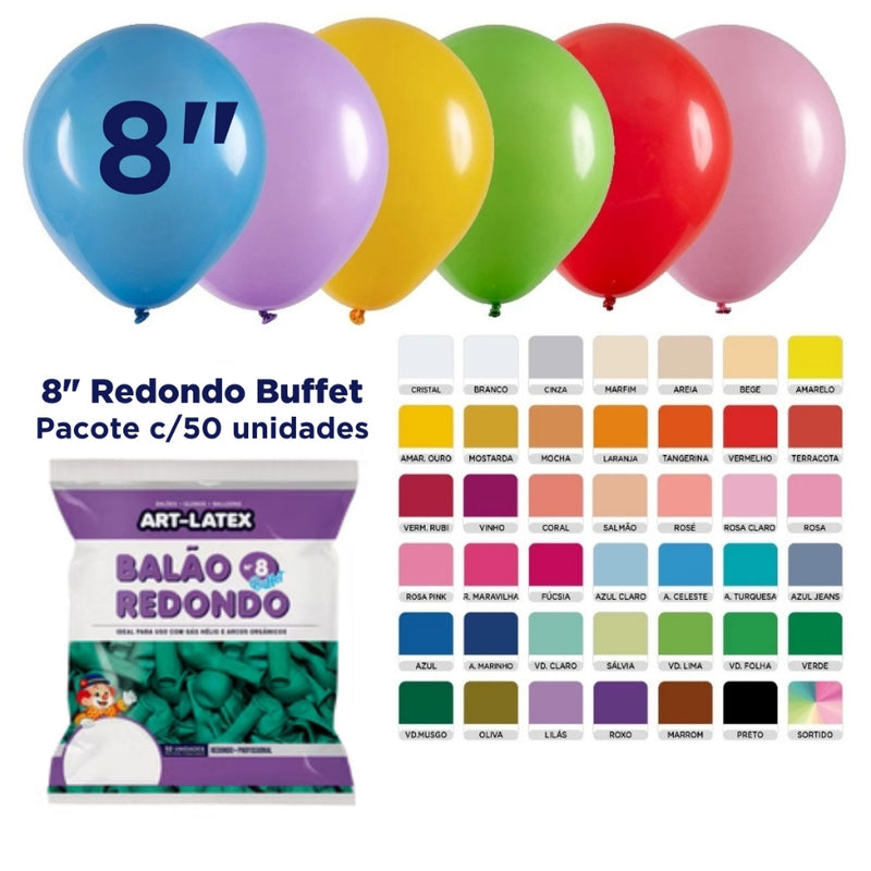 Art Latex Balão Buffet 8 Contém 50 Unidades