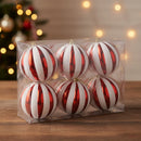 Bola de Natal Vermelha e Branca Listrada