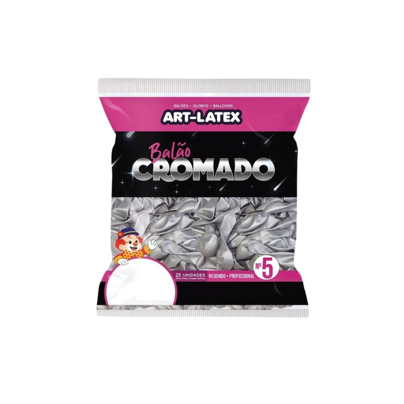 Art Latex Balão Cromado 5 Contém 25 Unidades