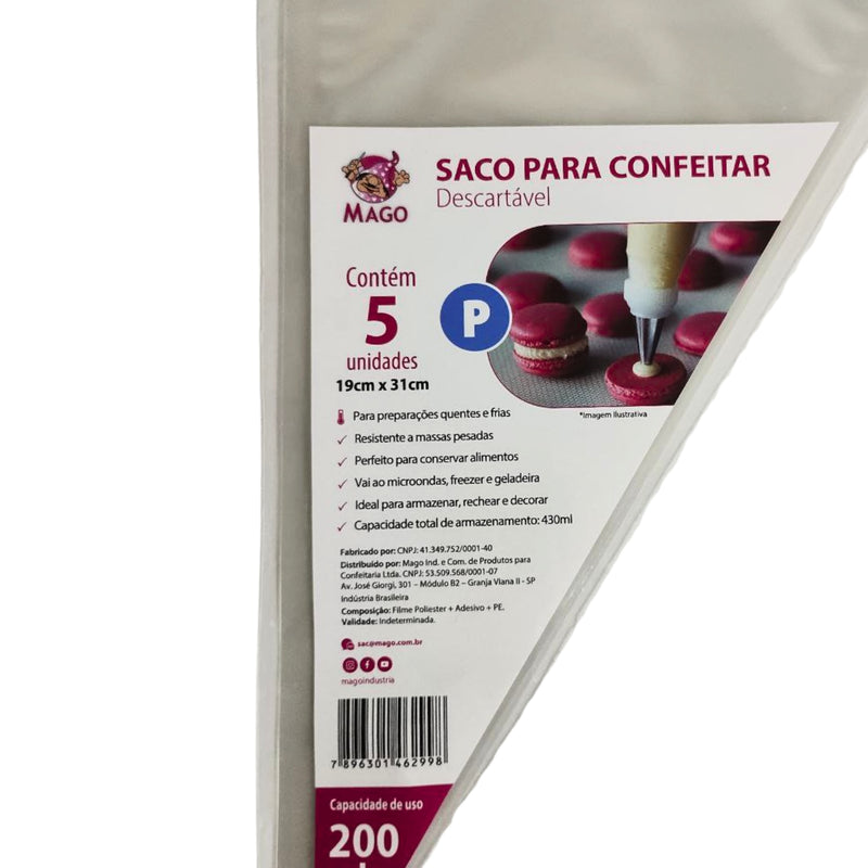 Mago Saco Descartável Pequeno 19cm x 31cm Contém 5 Unidades