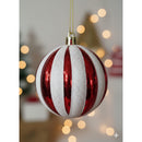 Bola de Natal Vermelha e Branca Listrada