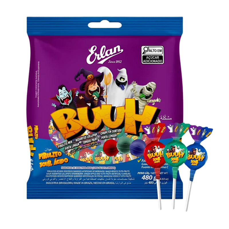 Erlan  Pirulito Buuh Mix Pinta Língua 480g