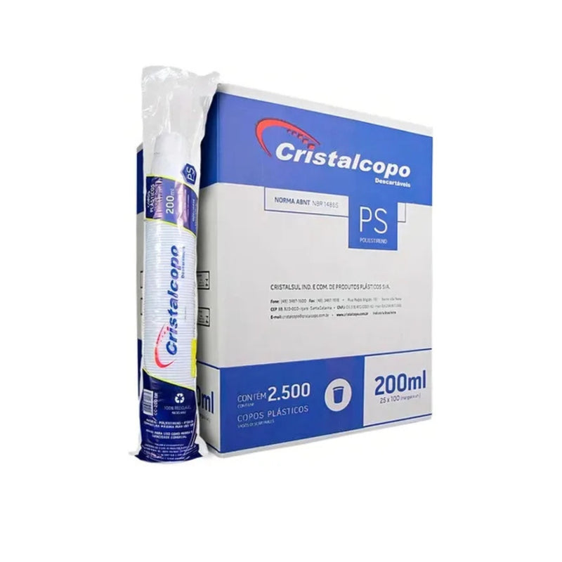 Cristalcopo Copo 200ml Transparente Caixa com 2500 Unidades